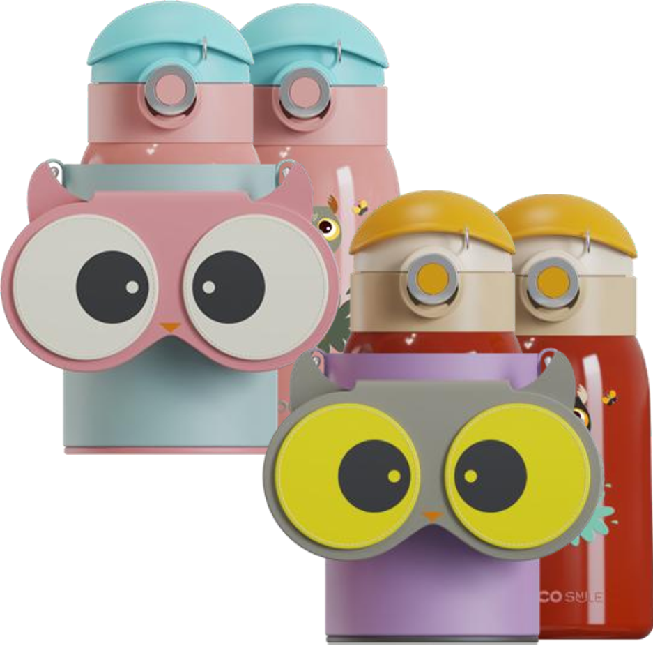 Owl Eye Thermos Cup With Sleeve