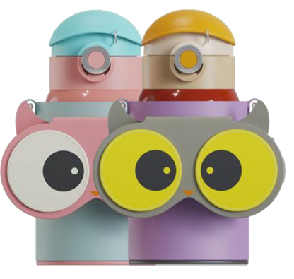 Owl Eye Thermos Cup With Sleeve