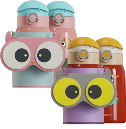 Owl Eye Thermos Cup With Sleeve