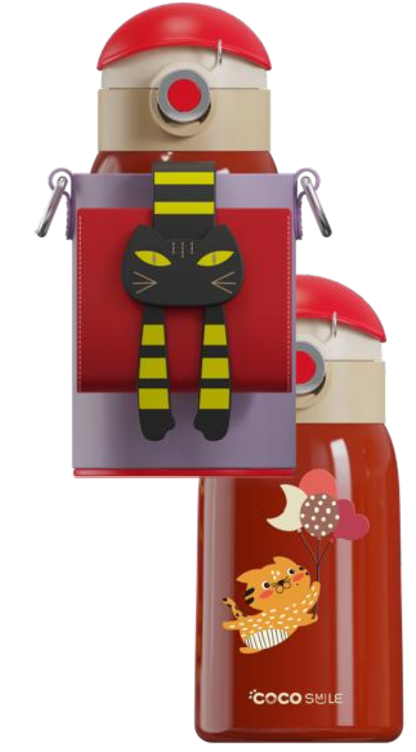 Lying Cat Thermos Cup  With Sleeve